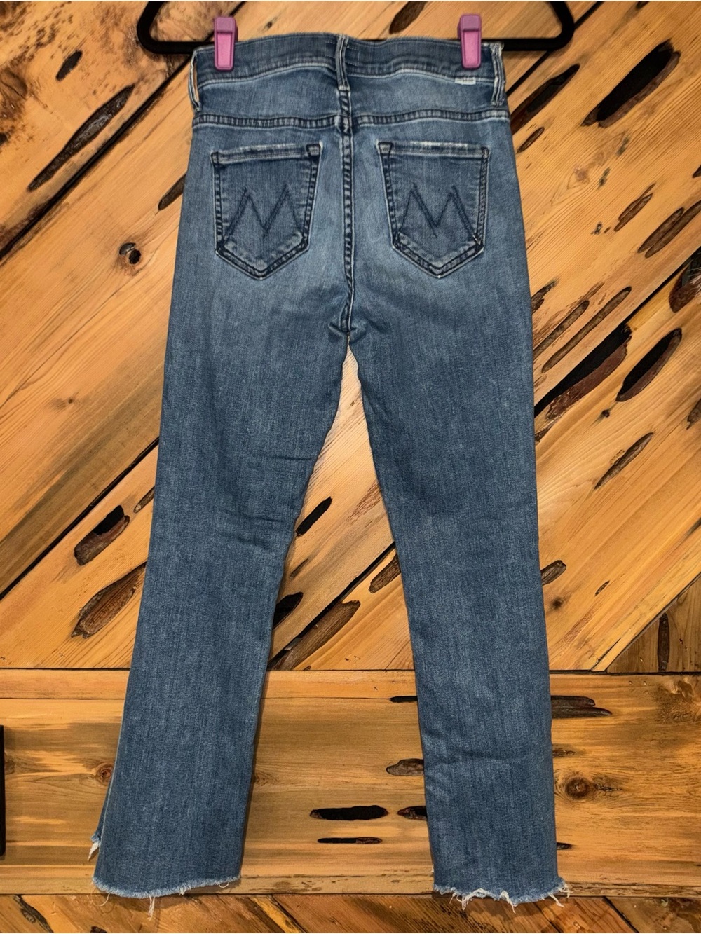 MOTHER The Insider Crop Step Frag Slim Jeans in Medium Blue Wash
